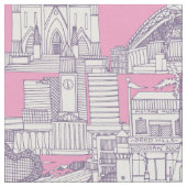 Australia toile de jouy violet pastel magenta ファブリック (クローズアップ)