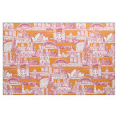 Australia toile de jouy viva magenta satsuma ファブリック (ファットクウォーター)