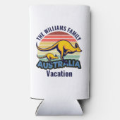 Australia Trip Cute Kangaroo Sunset Custom スリム缶クーラー (裏面)