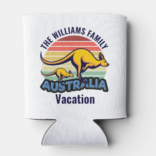 Australia Trip Cute Kangaroo Sunset Custom 缶クーラー (裏面)