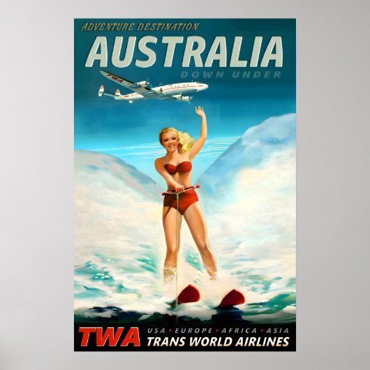 Australia TWA Trans World Airlines Poster New ポスター (正面)