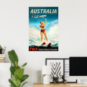 Australia TWA Trans World Airlines Poster New ポスター (ホームオフィス)
