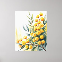 Australia — Watercolor Golden Wattle キャンバスプリント