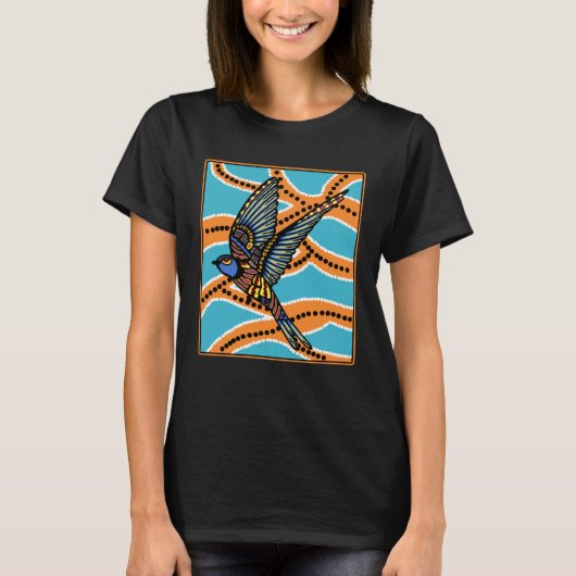 Australian Aborginial Artwork Bird of Paradise Tシャツ (正面)