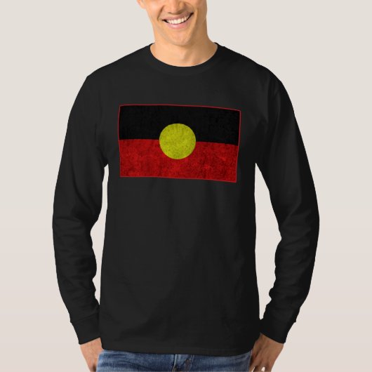 Australian Aboriginal Distressed Flag Aborigines Tシャツ (正面)