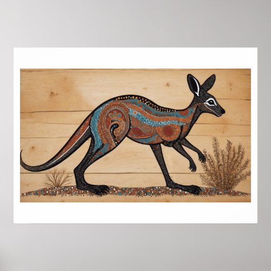 Australian Aboriginal-themed Sunset on a Lake ポスター (正面)