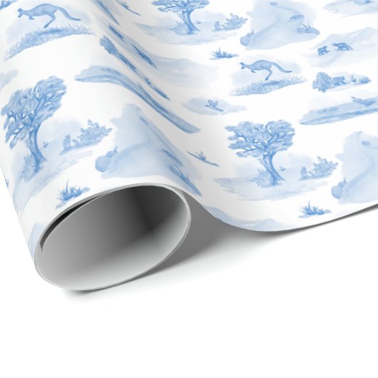 Australian Animal Toile (Blue) Wrapping Paper ラッピングペーパー (ロールコーナー)