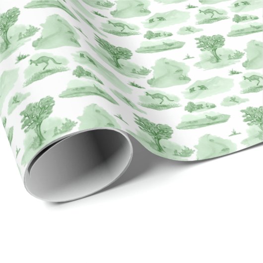 Australian Animal Toile (Green) ラッピングペーパー (ロールコーナー)