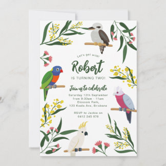 Australian Birds Birthday Invitation 招待状
