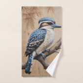 Australian Blue Kookaburra in a Tree Wildlife Art バスタオルセット (ハンドタオル)