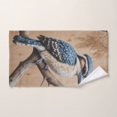 Australian Blue Kookaburra in a Tree Wildlife Art バスタオルセット (ハンドタオル)