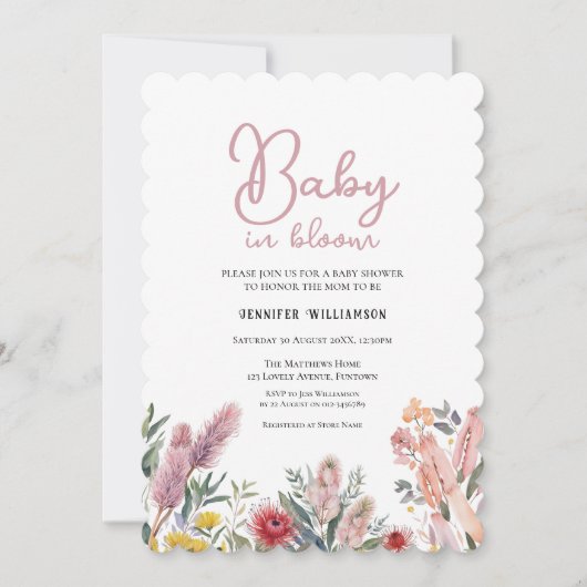 Australian Botanical Baby Shower invitation 招待状 (正面)
