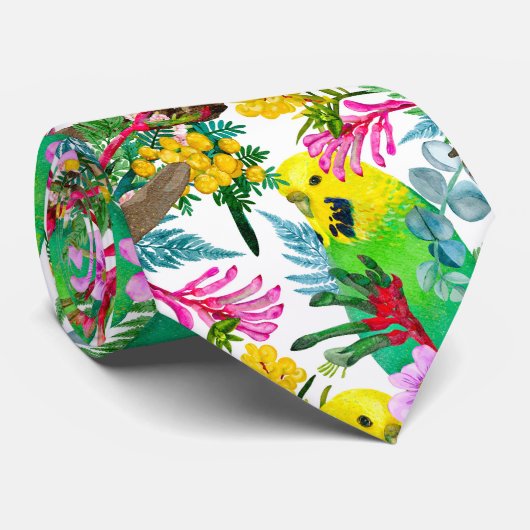 Australian Budgerigar Wildflower Pattern ネクタイ (ロール)