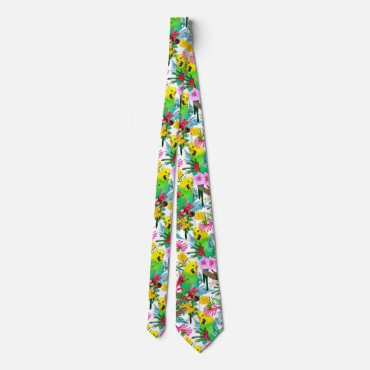 Australian Budgerigar Wildflower Pattern ネクタイ (裏面)