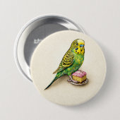 Australian Budgie Pink Lamington Large Badge Pin 缶バッジ (正面&裏面)