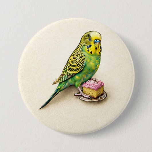 Australian Budgie Pink Lamington Large Badge Pin 缶バッジ (正面)