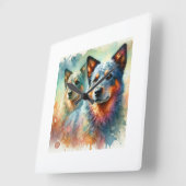 Australian Cattle Dog 260824AREF101 - Watercolor スクエア壁時計 (傾斜)
