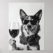 Australian Cattle Dog and Wine Wall Art, Black and ポスター (正面)