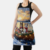 Australian Cattle Dog Christmas Boat Holiday エプロン (インサイチュ)