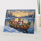 Australian Cattle Dog Christmas Boat Holiday カード (正面)