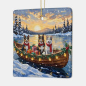 Australian Cattle Dog Christmas Boat Holiday セラミックオーナメント (左)