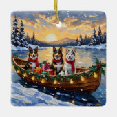 Australian Cattle Dog Christmas Boat Holiday セラミックオーナメント (正面)