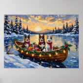 Australian Cattle Dog Christmas Boat Holiday ポスター (正面)