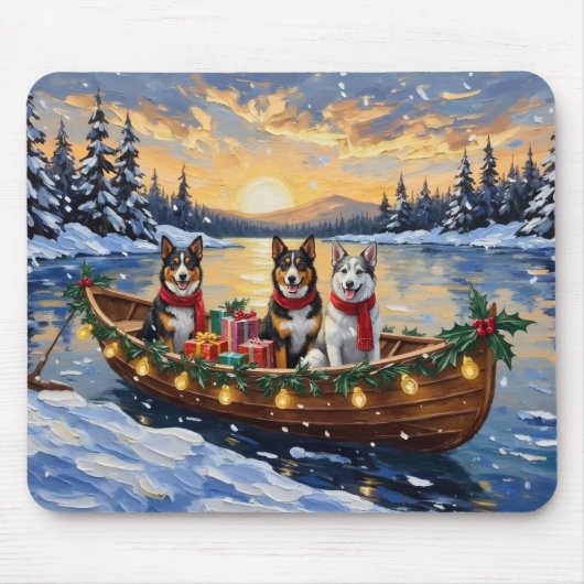 Australian Cattle Dog Christmas Boat Holiday マウスパッド (正面)