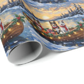 Australian Cattle Dog Christmas Boat Holiday ラッピングペーパー (ロールコーナー)