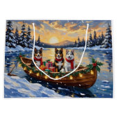 Australian Cattle Dog Christmas Boat Holiday ラージペーパーバッグ (正面)