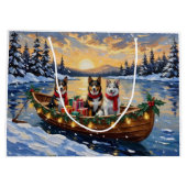 Australian Cattle Dog Christmas Boat Holiday ラージペーパーバッグ (裏面)