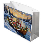 Australian Cattle Dog Christmas Boat Holiday ラージペーパーバッグ (裏面アングル)