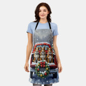 Australian Cattle Dog Christmas Red Truck Holiday エプロン (着用した状態)