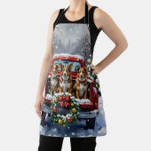 Australian Cattle Dog Christmas Red Truck Holiday エプロン (インサイチュ)