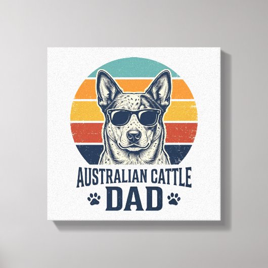 Australian Cattle Dog Dad Vintage Sunset Shirt_1 キャンバスプリント (正面)