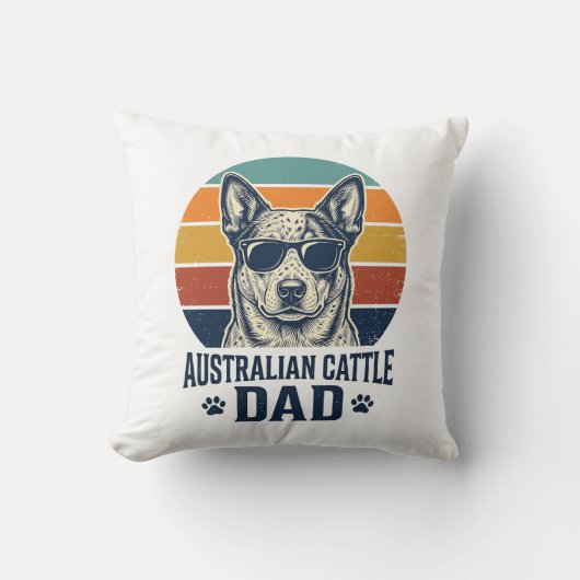 Australian Cattle Dog Dad Vintage Sunset Shirt_1 クッション (正面)