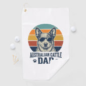 Australian Cattle Dog Dad Vintage Sunset Shirt_1 ゴルフタオル (インサイチュ)