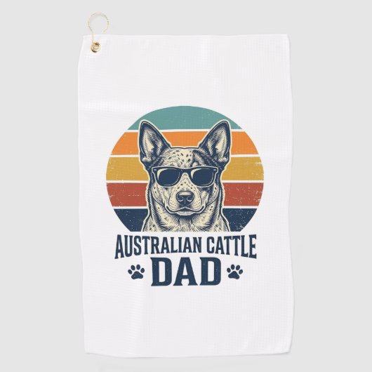 Australian Cattle Dog Dad Vintage Sunset Shirt_1 ゴルフタオル (正面)