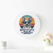 Australian Cattle Dog Dad Vintage Sunset Shirt_1 ラージ壁時計 (ホーム)