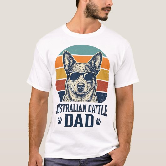 Australian Cattle Dog Dad Vintage Sunset Shirt_1 Tシャツ (正面)