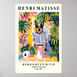 Australian Cattle Dog on a Toilet - Funny Matisse ポスター