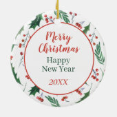 Australian Cattle Dog Red Berry Holly Border セラミックオーナメント (裏面)