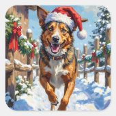 Australian Cattle Dog Red Heeler Christmas スクエアシール (正面)
