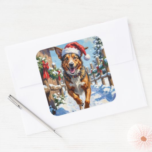 Australian Cattle Dog Red Heeler Christmas スクエアシール (封筒)