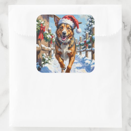Australian Cattle Dog Red Heeler Christmas スクエアシール (バッグ)