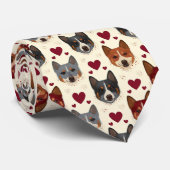 Australian Cattle Dog Valentine Hearts Pattern Dog ネクタイ (ロール)