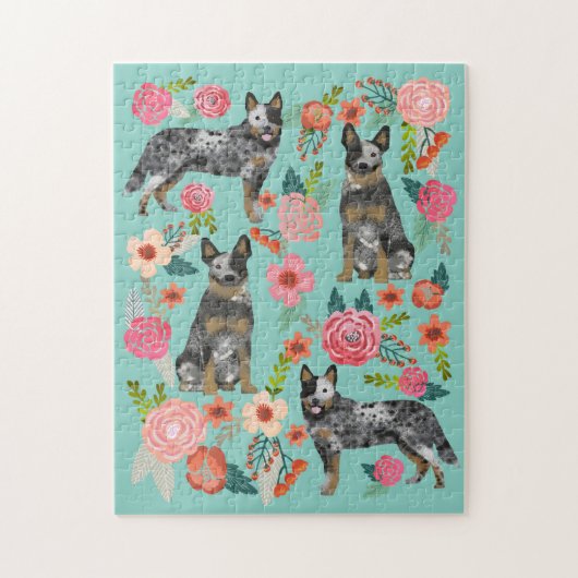 Australian Cattle Dog Vintage Florals ジグソーパズル (縦)
