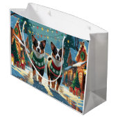 Australian Cattle Dogs Christmas Snow Holiday ラージペーパーバッグ (裏面アングル)