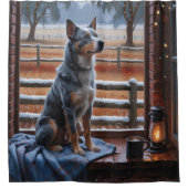 Australian Cattle With Christmas Lights Holiday シャワーカーテン (正面)