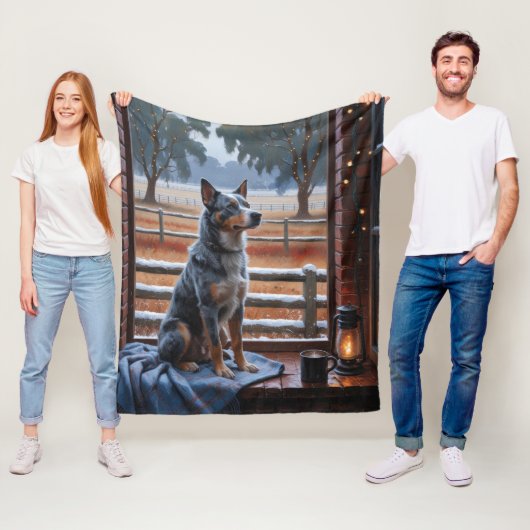 Australian Cattle With Christmas Lights Holiday フリースブランケット (インサイチュ)